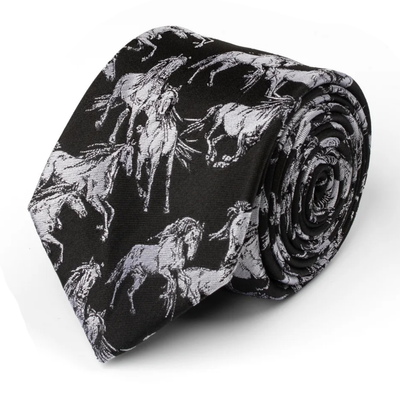 Black/ White Horse Tie