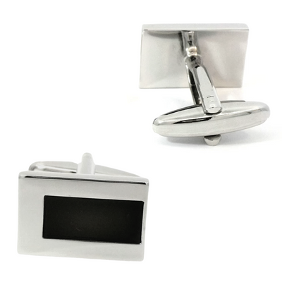 Black and Chrome Offset Cufflinks