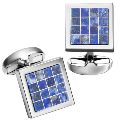 Lapis Lazuli Cufflinks in Silver Squares