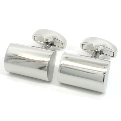 Shiny Silver Cylindrical Segment Cufflinks