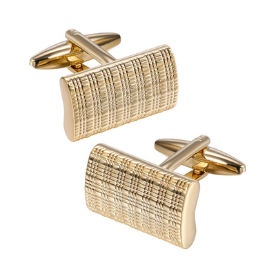 Patterned Gold Rectangle Cufflinks