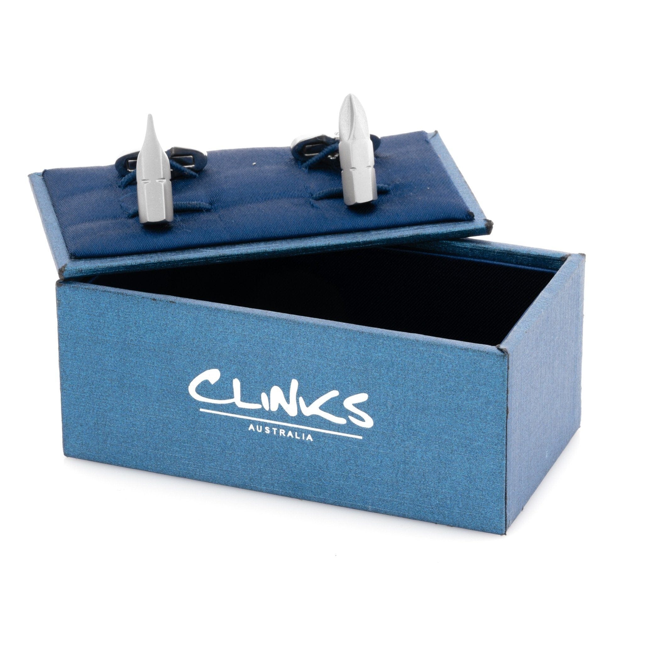 Screwdriver Bit Flat-head and Phillips Brushed Silver Cufflinks Novelty Cufflinks Clinks Australia 