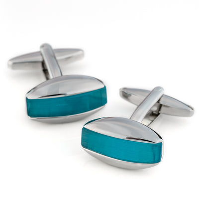 Aqua Blue Cateye Cufflinks