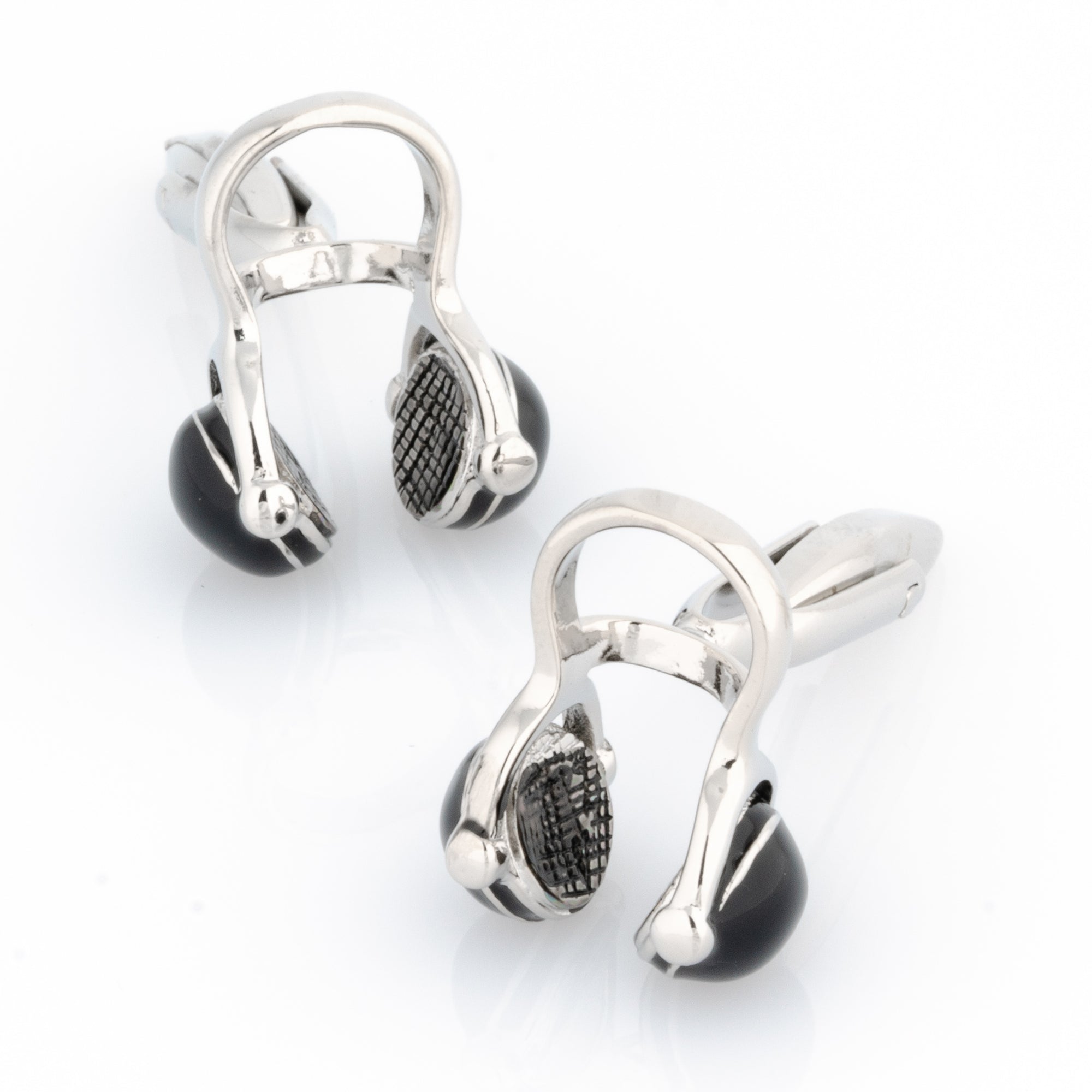 Black and Silver Headphone Cufflinks Style 2