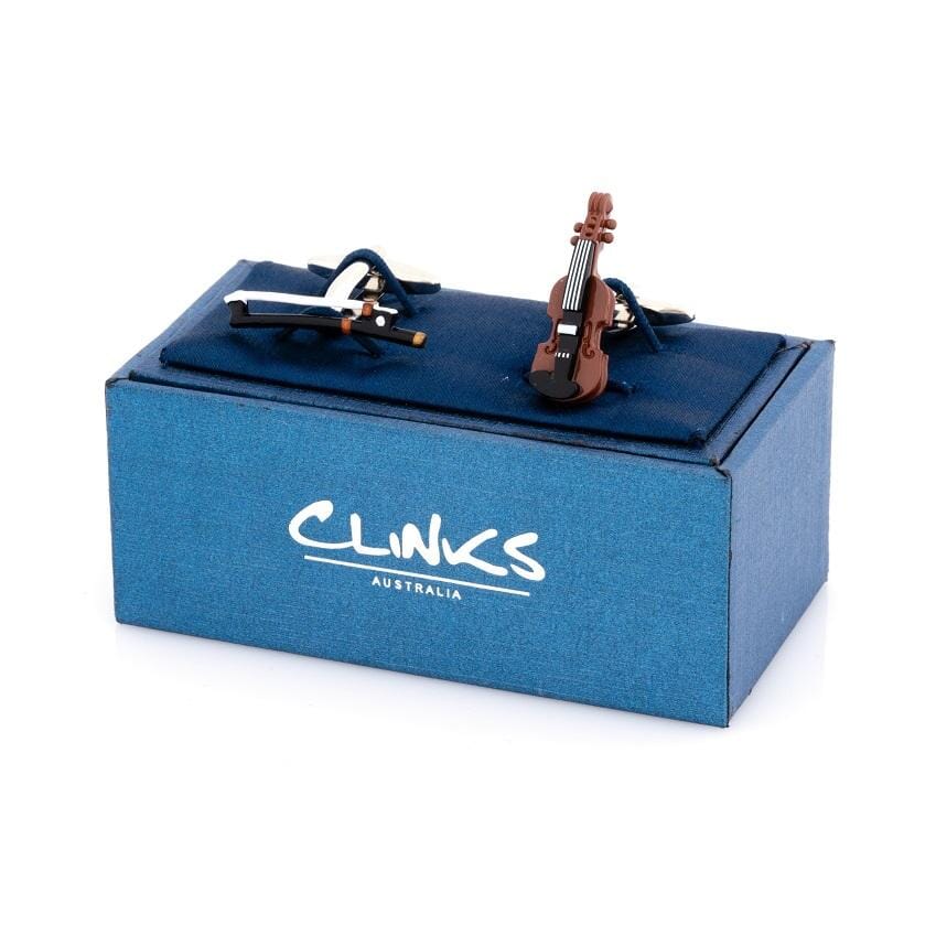 Colour Violin and Bow Cufflinks Novelty Cufflinks Clinks Australia 