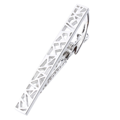 Geometric Shapes Silver Tie Clip