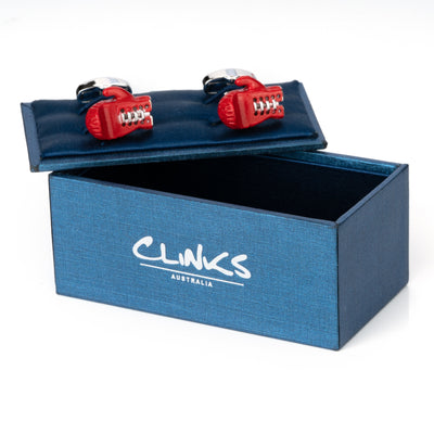 Red Boxing Gloves with Silver Laces Cufflinks