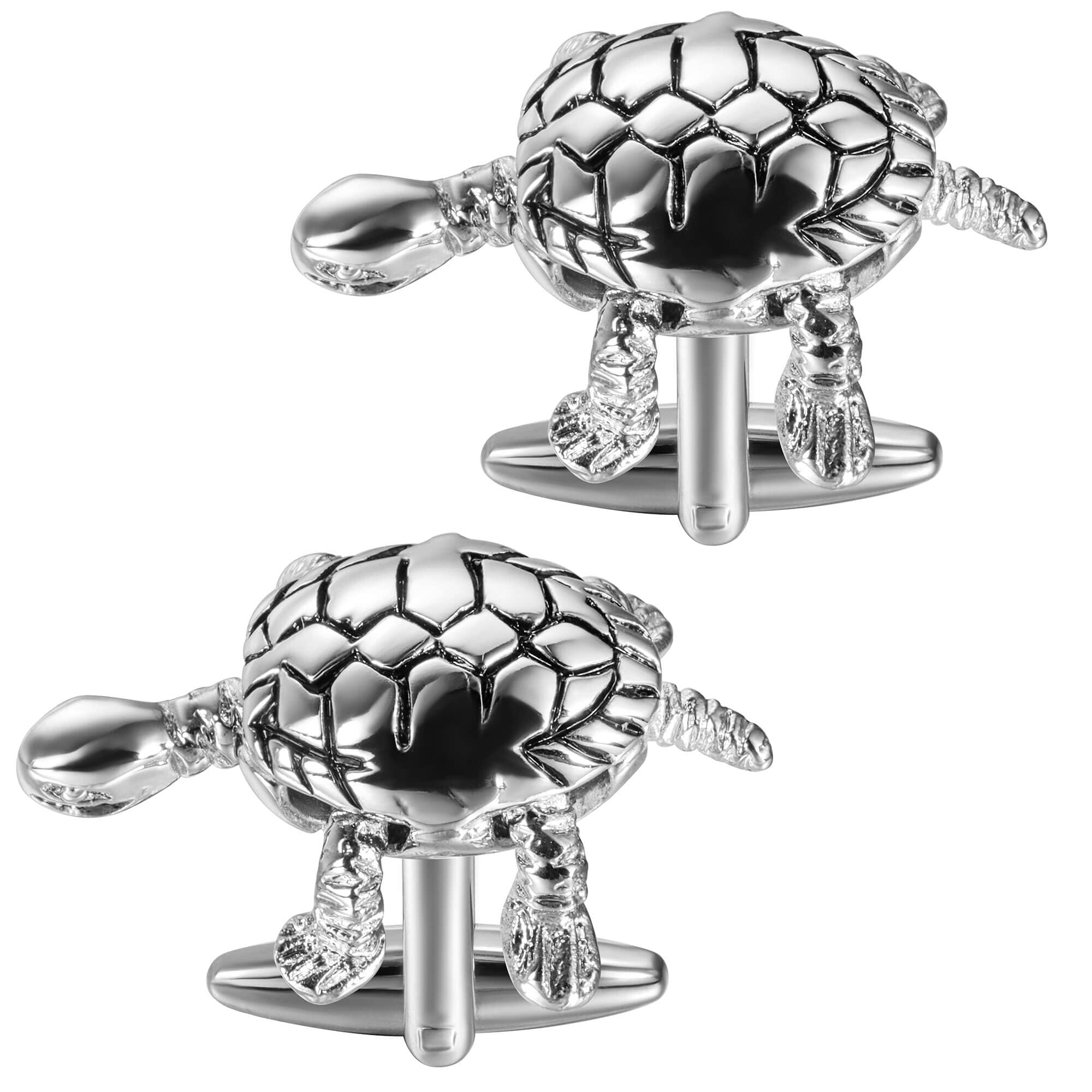 Silver Turtle Cufflinks with Moving Head & Legs Novelty Cufflinks Clinks Australia 