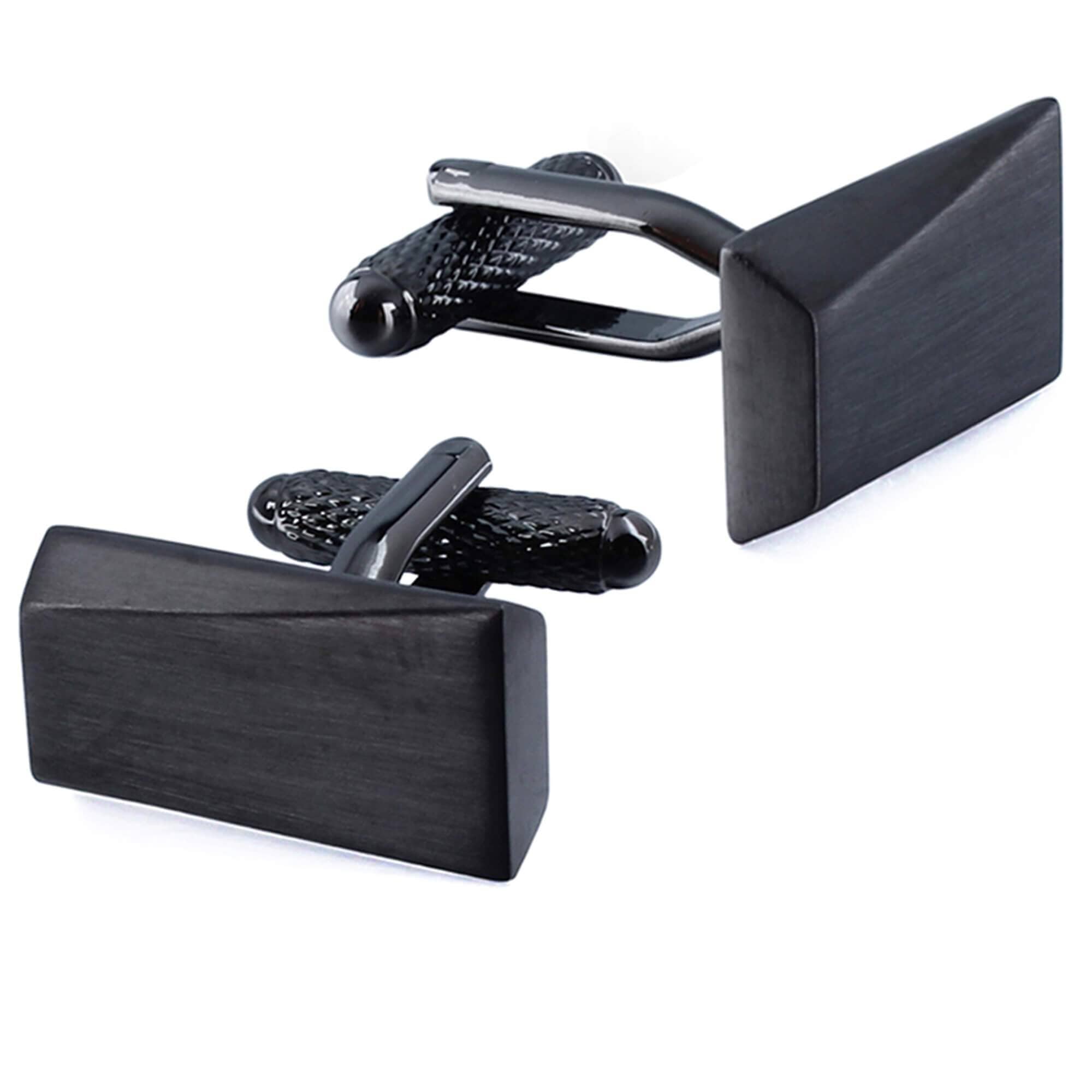 Brushed Gunmetal Angles Cufflinks and Tie Clip Set Gift Set Clinks Australia 