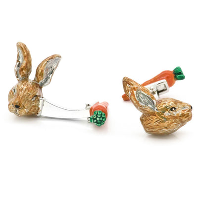 Colour Bunny Rabbit Head and Carrot Back Cufflinks