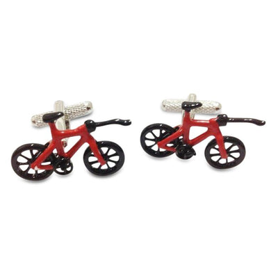 Red Triathlon Bike Cufflinks