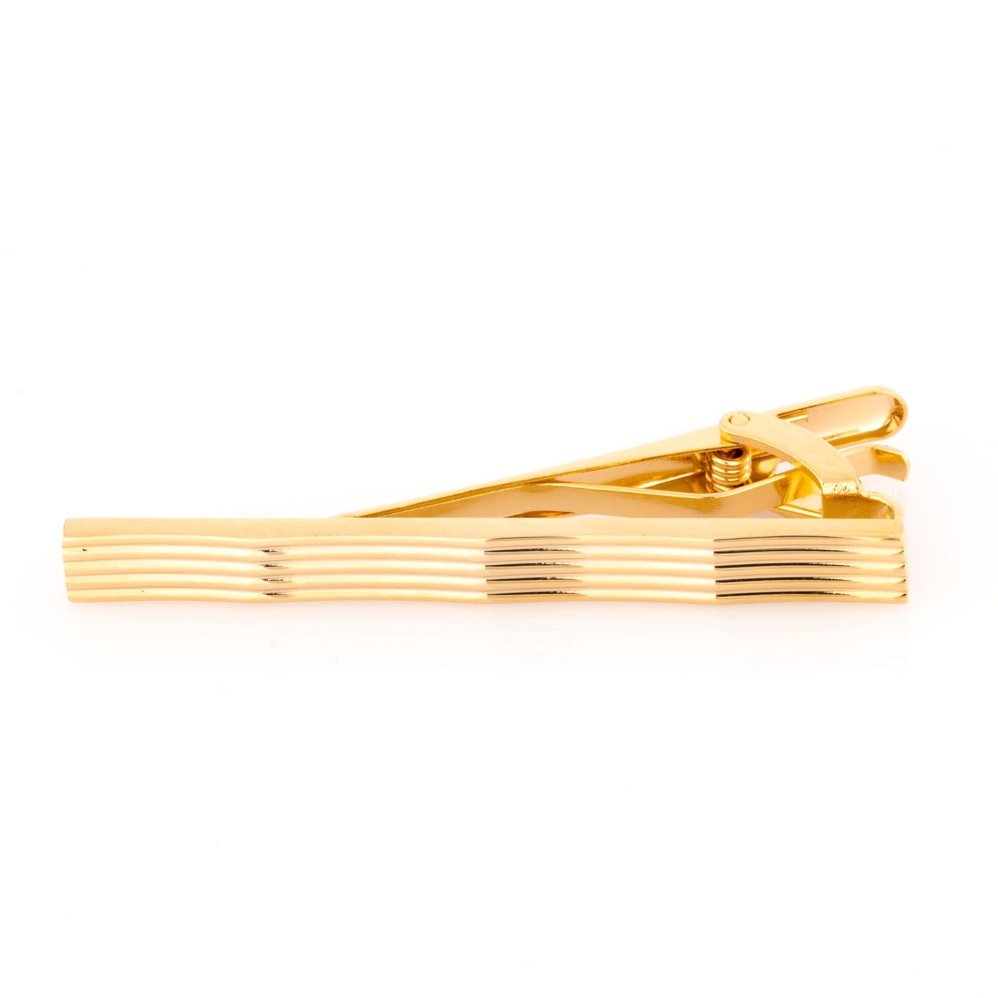 Gold Lines with Waves Tie Clip