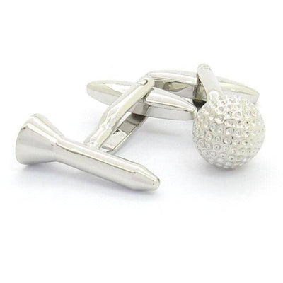 Golf Ball and Tee Silver Cufflinks