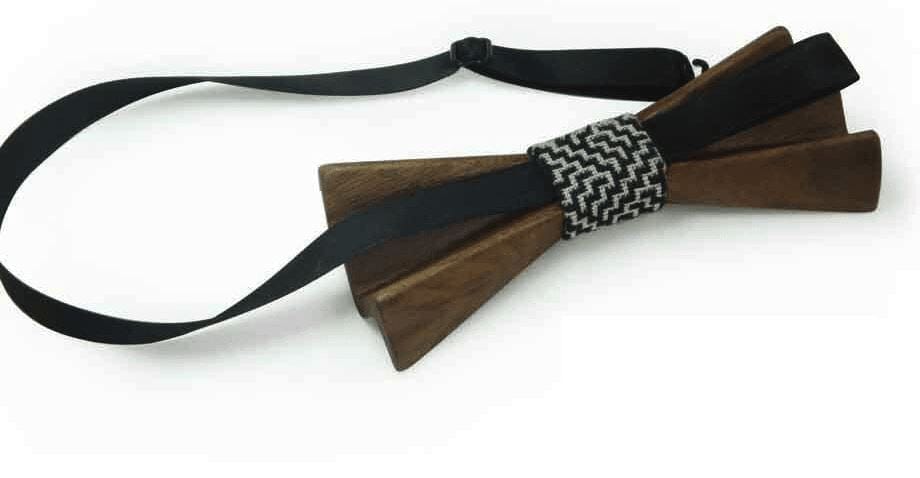Dark Wood 3D Accordion Style Adult Bow Tie in Stars Bow Ties Clinks 