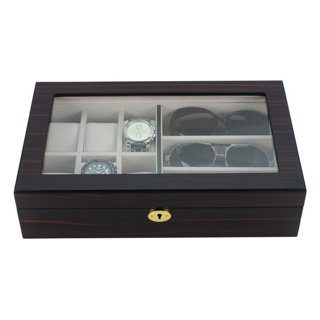 Ebony Wooden Watch Box, 6 Watch Box, 3 Sunglasses, Cuffed Watch Box, Clinks Australia Watch Box, Ebony Watch Boxes on Cuffed, Australia Watch Box, Watch Storage Box, Watch Display Box, 6 Slots Watch Box + 3 Sunglasses, Watch Boxes for 6 , Ebony Watch Box, Wooden Watch Box, Ebony, CB5065, Clinks.com