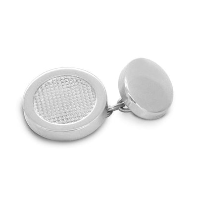 Round Silver Textured Chain Cufflinks