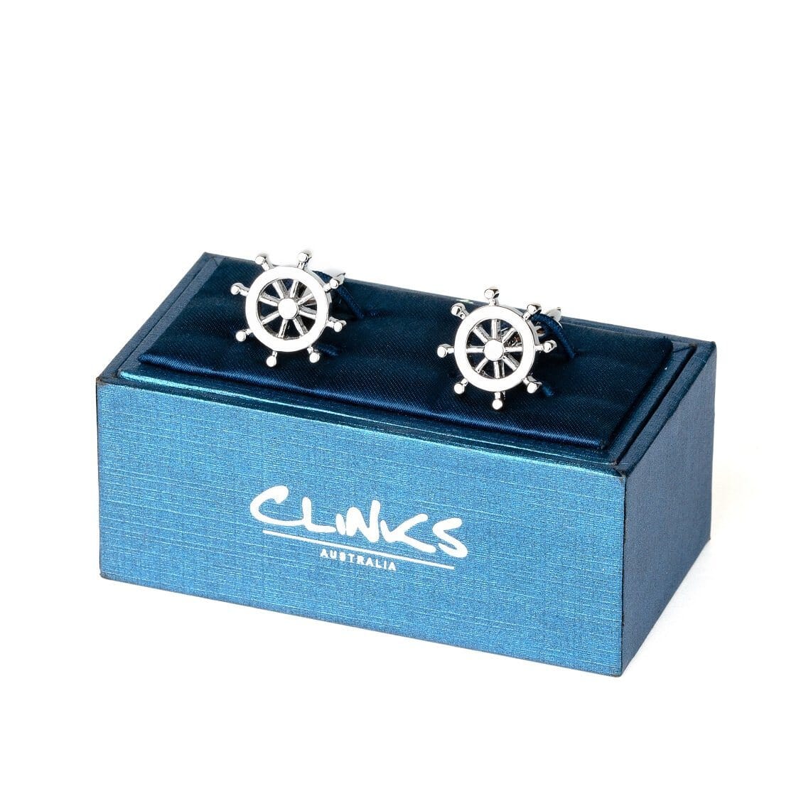 Silver Helm Ships Wheel Cufflinks Novelty Cufflinks Clinks Australia 