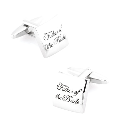 Father of the Bride Curved Silver Wedding Cufflinks