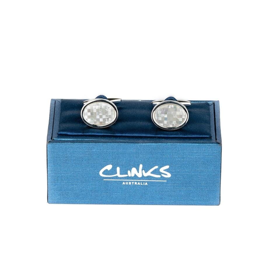 Crystal Mother of Pearl Mosaic Cufflinks Classic & Modern Cufflinks Clinks Australia 