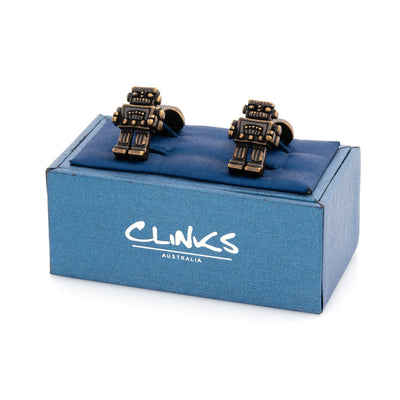 Robot Cufflinks in Antique Burnished Gold