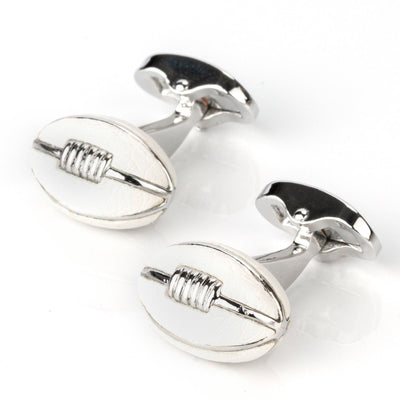 Footy White Leather Football Cufflinks