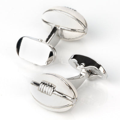 Footy White Leather Football Cufflinks