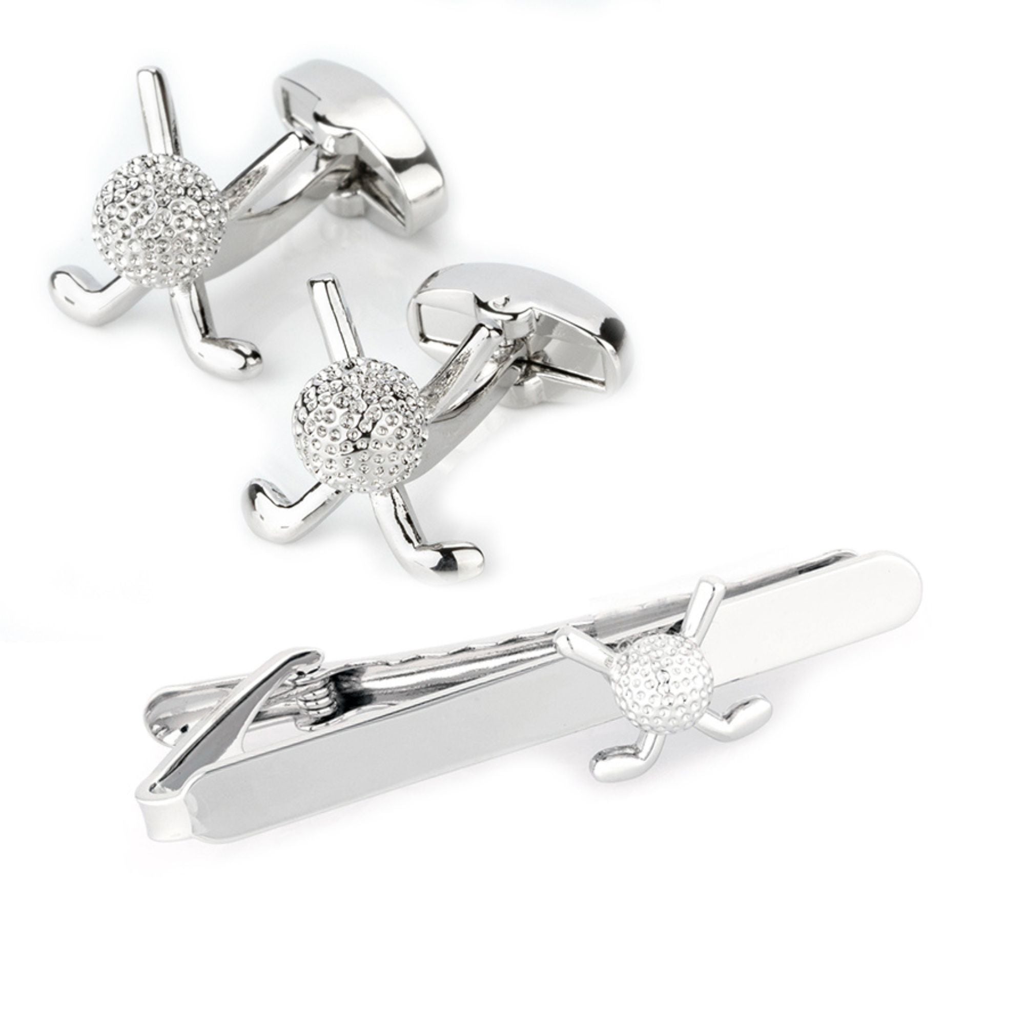 Golf Club Ball Cufflinks & Tie Clip Set