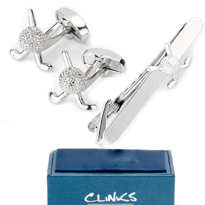 Golf Club Ball Cufflinks & Tie Clip Set