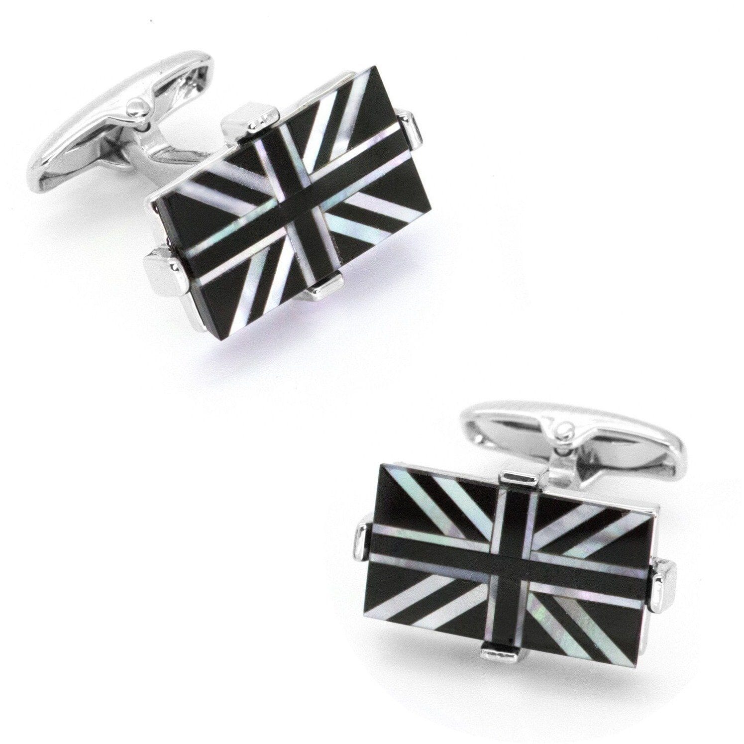 Union Jack - Flag of United Kingdom Cufflinks - Onyx & Mother of Pearl Novelty Cufflinks Clinks Australia 