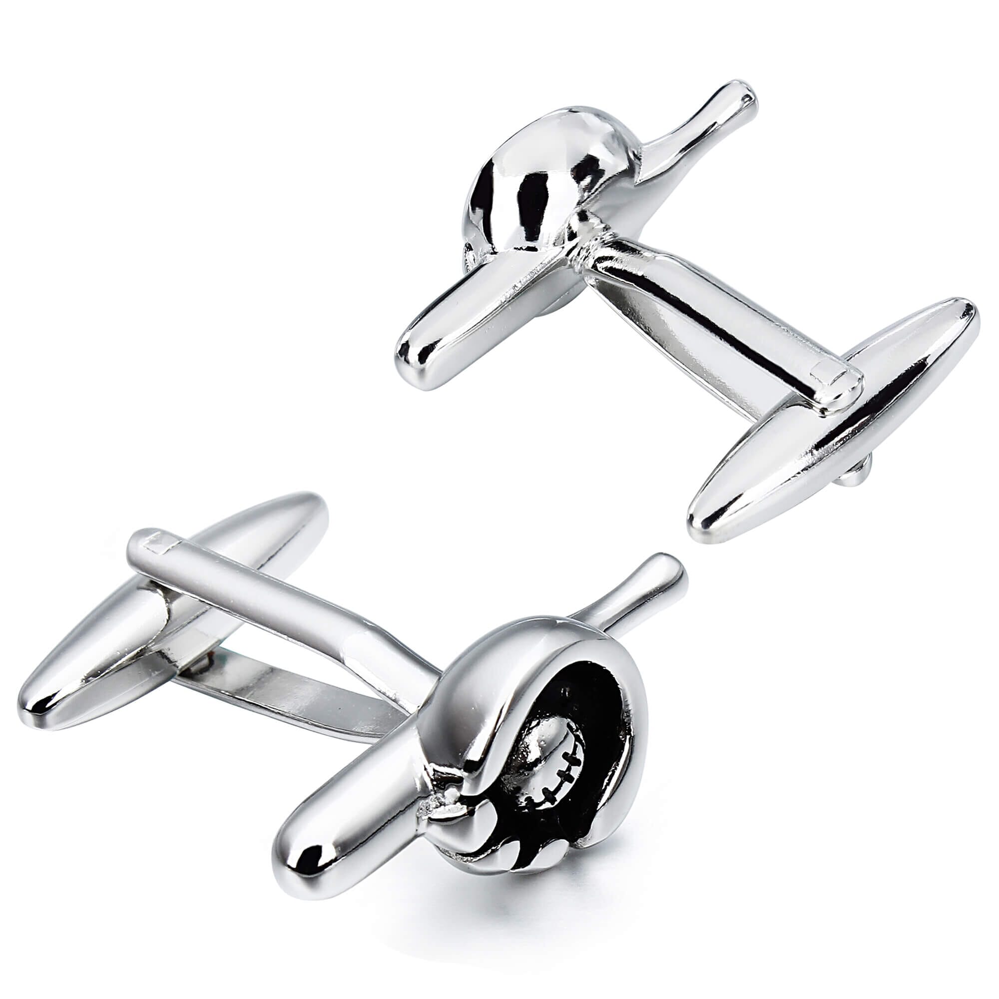Baseball Bat, Glove and Ball Cufflinks in Silver Novelty Cufflinks Clinks Australia 