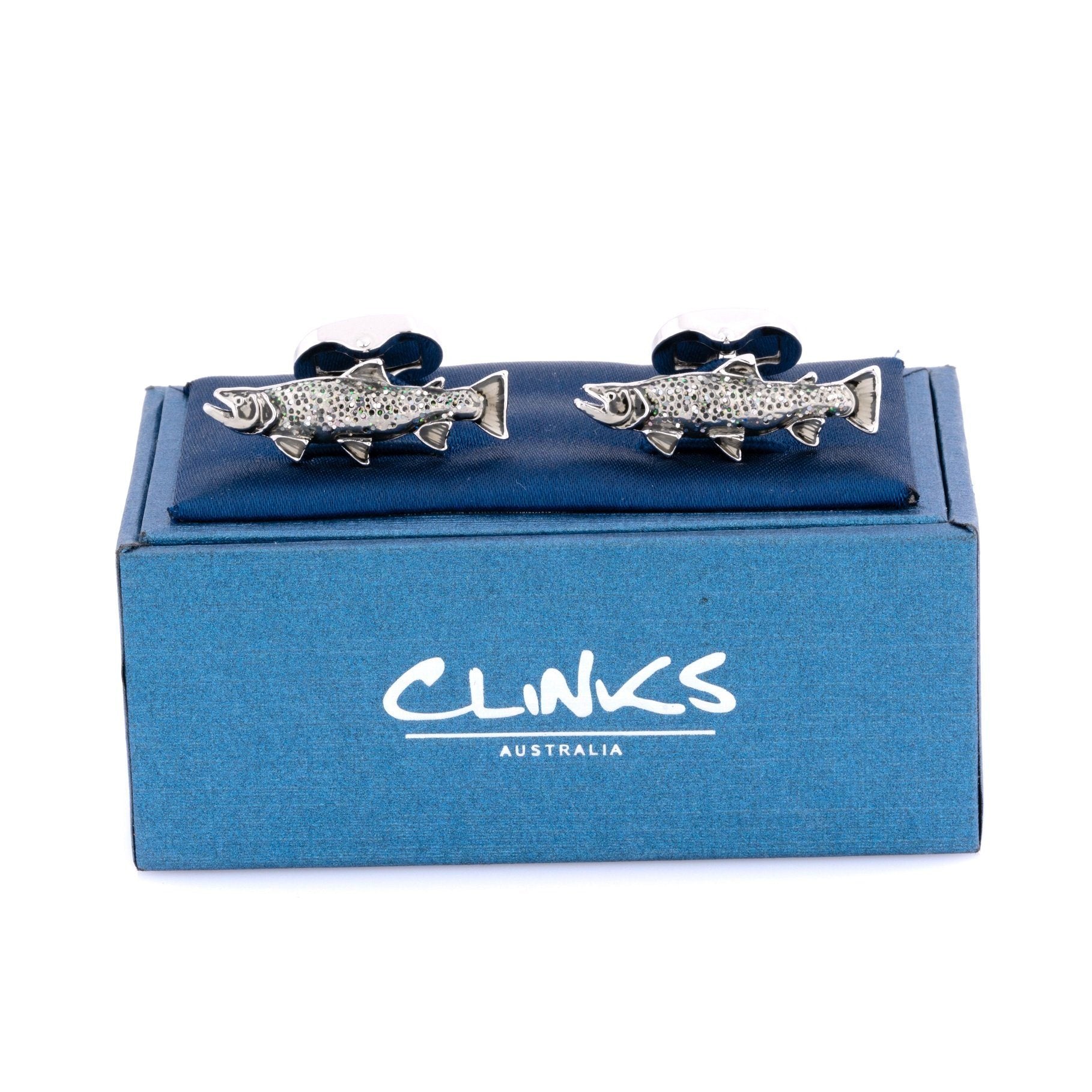 Sparkle Scaled Rainbow Trout Fish Cufflinks Novelty Cufflinks Clinks Australia 