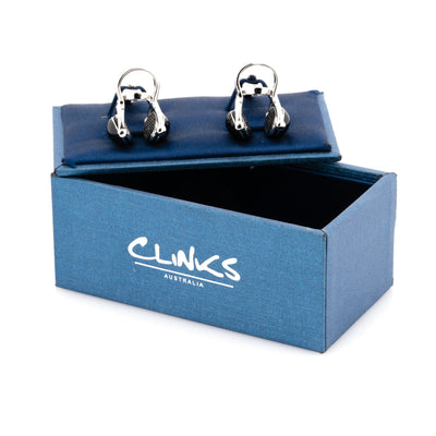 Black and Silver Headphone Cufflinks Style 2