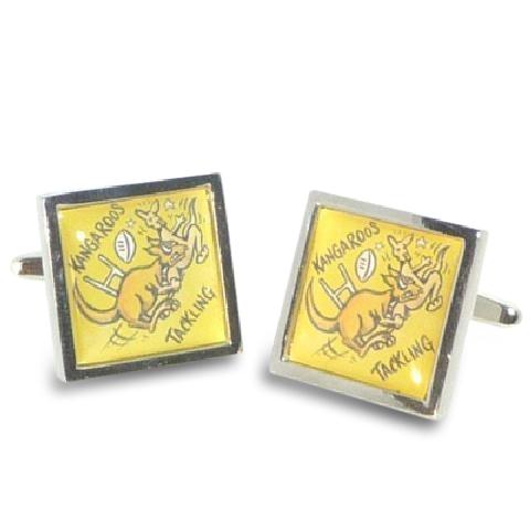 Road Sign Cufflinks: Beware Kangaroos Rugby Tackling