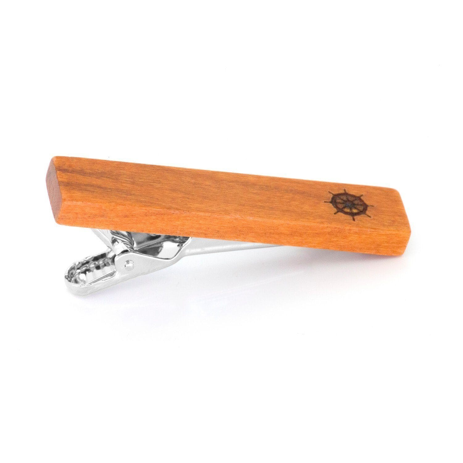 Wood Ships Wheel Stamp Tie Clip Tie Clips Clinks 