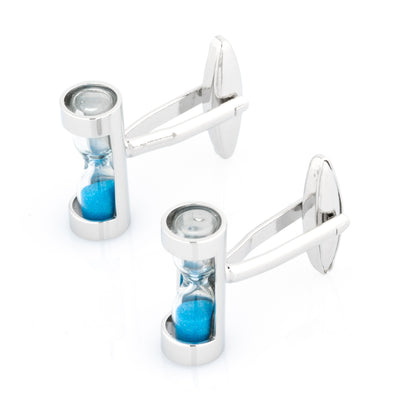 Blue Sand-Timer Hourglass Cufflinks