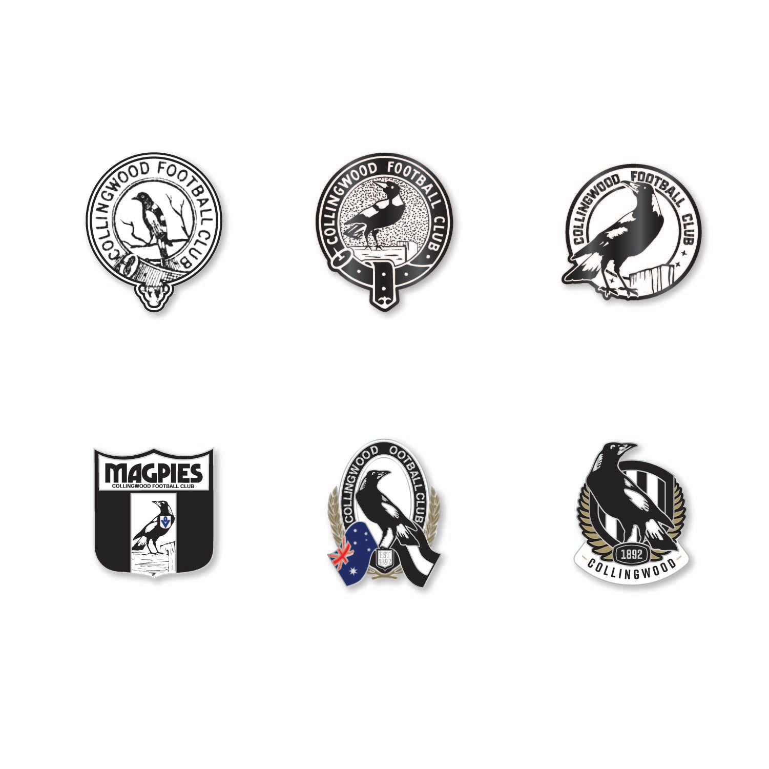 Collingwood Magpies AFL Pin Set