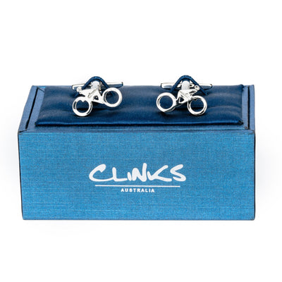 Styled Racing Bicycle with Cyclist Cufflinks