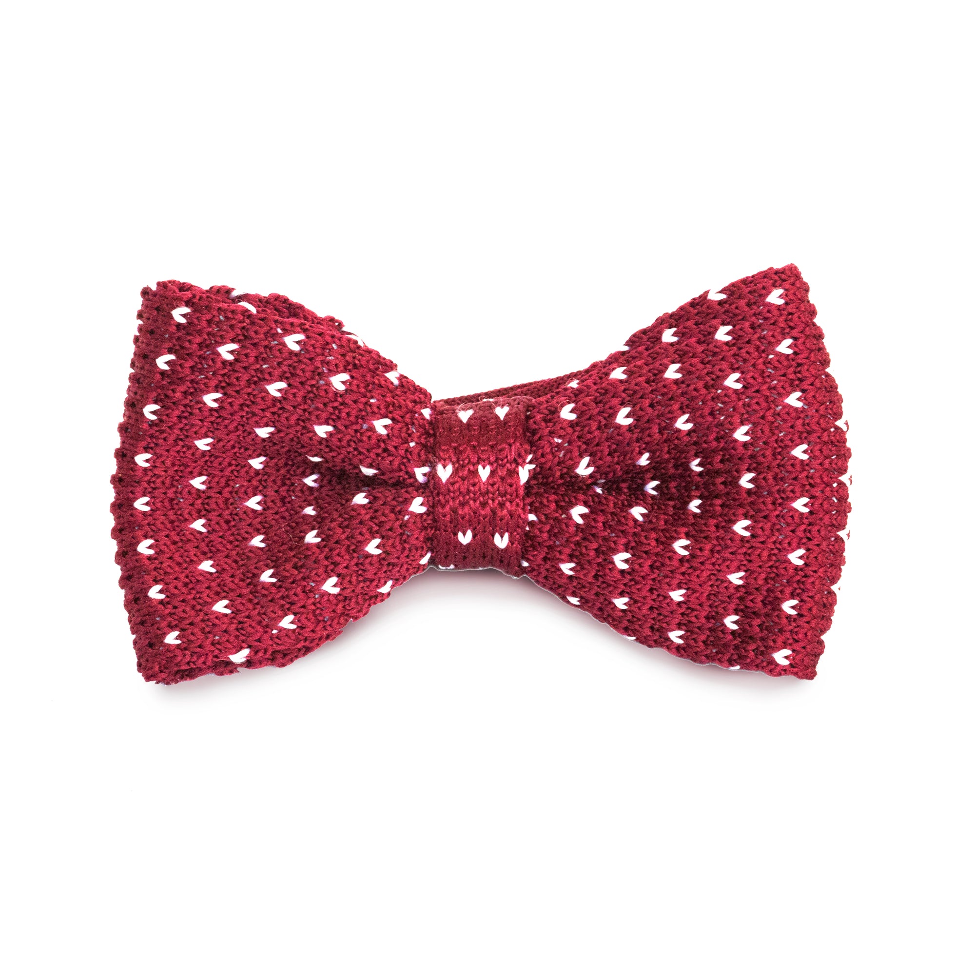 Kids Knit Bow Tie - Maroon/White Dot