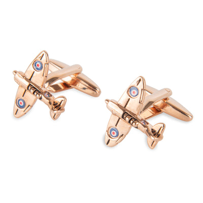 Rose Gold Spitfire Airplane Cufflinks