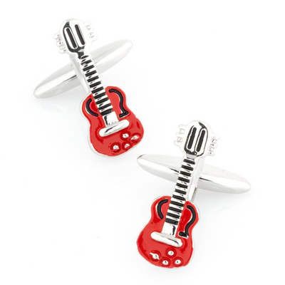 "Rock Out" Red Guitar Cufflinks