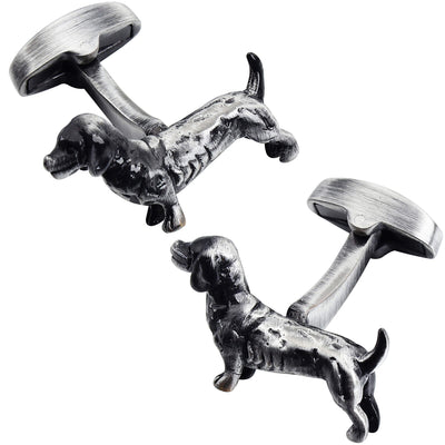 Dachshund Sausage Dog Antique Silver Cufflinks