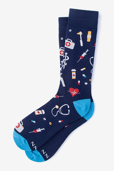 Doctor Medical Navy Blue Mens Sock, Doctor Medical Socks, Socks, Navy Blue, Alynn, Carded Cotton, Nylon, Spandex, SK1052, Men's Socks, Socks for Men, Clinks.com