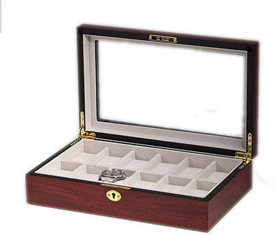 Cherry Wooden Watch Box, 12 Watch Box, Cuffed Watch Box, Clinks Australia Watch Box, Cherry Watch Boxes on Cuffed, Australia Watch Box, Watch Storage Box, Watch Display Box, 12 Slots Watch Box, Watch Boxes for 12, Cherry Watch Box, Wooden Watch Box, Cherry, Watch Boxes, CB5002, Clinks.com