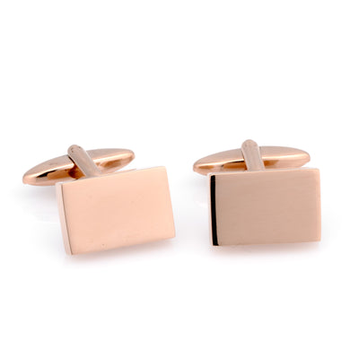 Shiny  Rose Gold Rectangle Engravable Cufflinks