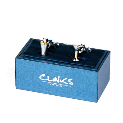 Silver/Gold Cocktail Glass & Shaker Cufflinks