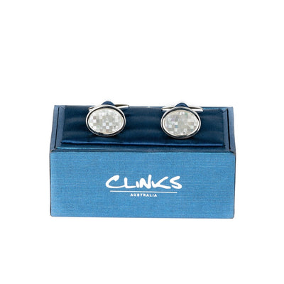 Crystal Mother of Pearl Mosaic Cufflinks, Classic & Modern Cufflinks, CL2530, Mens Cufflinks, Cufflinks, Cuffed, Clinks, Clinks Australia