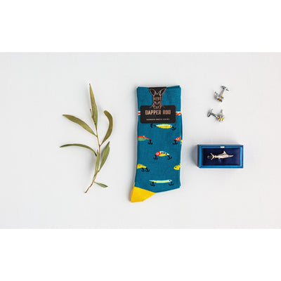 Fishing Gift Set, Gift Sets, Socks Gift Sets, Socks, Cufflinks, Tie Bars, Fish, Location: SK2030+CL4070+TC4030, GS1002, Clinks.com