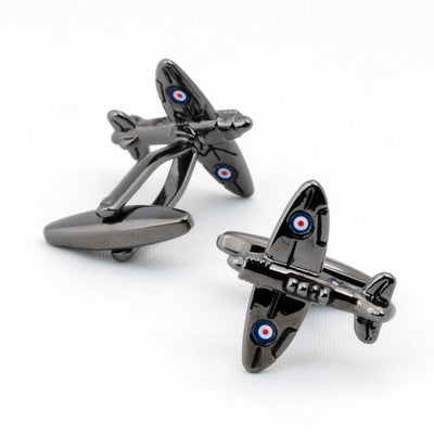 Spitfire Airplane Gunmetal Cufflinks