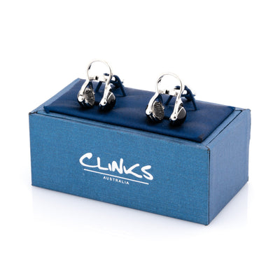 Black and Silver Headphone Cufflinks Style 2