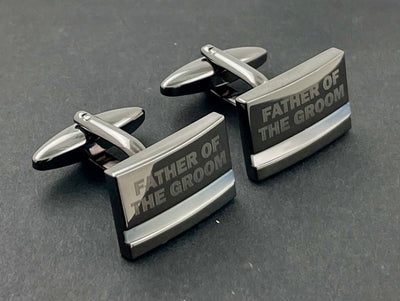 Father of the Groom Laser Etched Mother of Pearl Gunmetal  Wedding Cufflinks